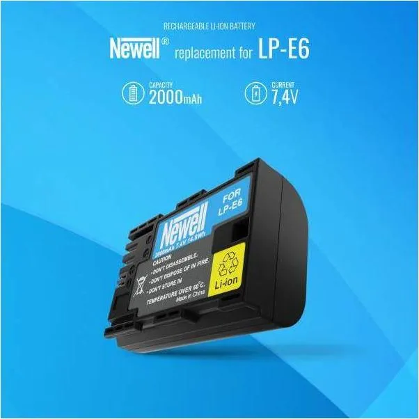 Bateri për aparat Newell LP-E6, 2000mAh, Li-ion, e zezë - 4