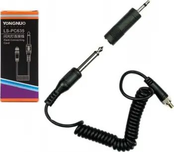 Kabllo sinkronizimi Yongnuo LS-PC635, PC në Jack 6.35 mm, adapter 3.5 mm, e zezë