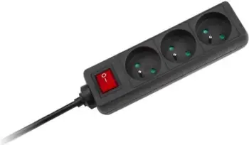 Shteker zgjatues Rebel Electro URZ3197, 3 priza, kabllo 1.5 m, i zi