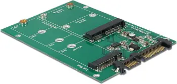 Adaptues SSD Delock Converter SATA 22 Pin, 2.5" në M.2 NGFF, 2.5" në mSATA, jeshil