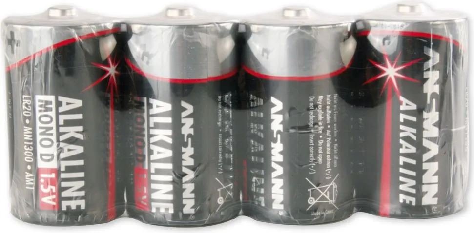 Bateri alkaline Ansmann Red-Line 5015581 D, 1.5V, set 4 copë - 1