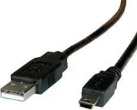 Kabllo USB Roline 11.02.8708, USB 2.0 A në Mini B, 0.8m, e zezë