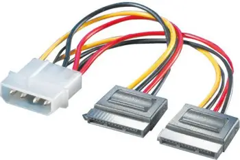Kabllo Roline 11.03.1050, adapter Molex 4 pin në 2x SATA, 13.3cm, shumëngjyrëshe
