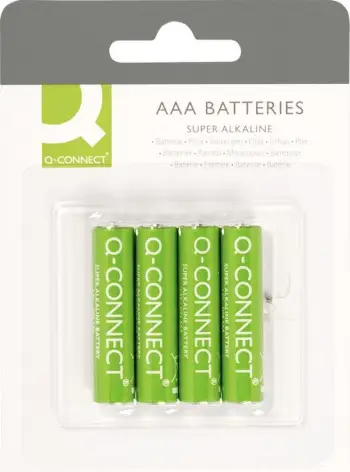 Bateri alkaline AAA Q-Connect KF00488, 1.5V, paketim 4 copë, jeshile