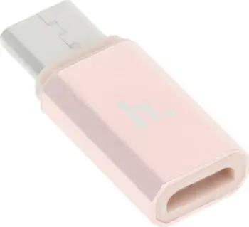 Adapter USB Hoco, USB C në microUSB, rozë