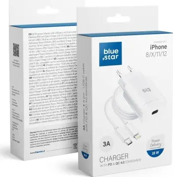 Karikues rrjeti Blue Star 1x USB C, 18W PD QC 4.0, 3A, i bardhë