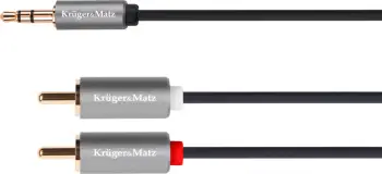 Kabllo audio Kruger&amp;Matz KM1215, Jack 3.5mm në 2x RCA, 10m, argjend