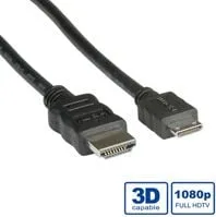 Kabllo HDMI ROLINE High Speed me Ethernet, HDMI në Mini HDMI, 2m, e zezë - 1