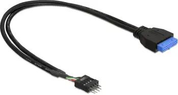 Kabllo Delock, USB 19 pin - USB 8 pin, 0.45 m, e zezë