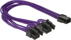 Kabllo përshtatëse Delock 83704 PCIe 6 pin në 2x 8 pin, 0.3m, vjollcë