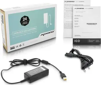 Adapter rryme Movano 45W, 20V, për laptop IBM dhe Lenovo, i zi