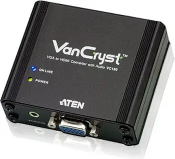 Konvertues VGA në HDMI Aten AT-VC180, me audio, i zi