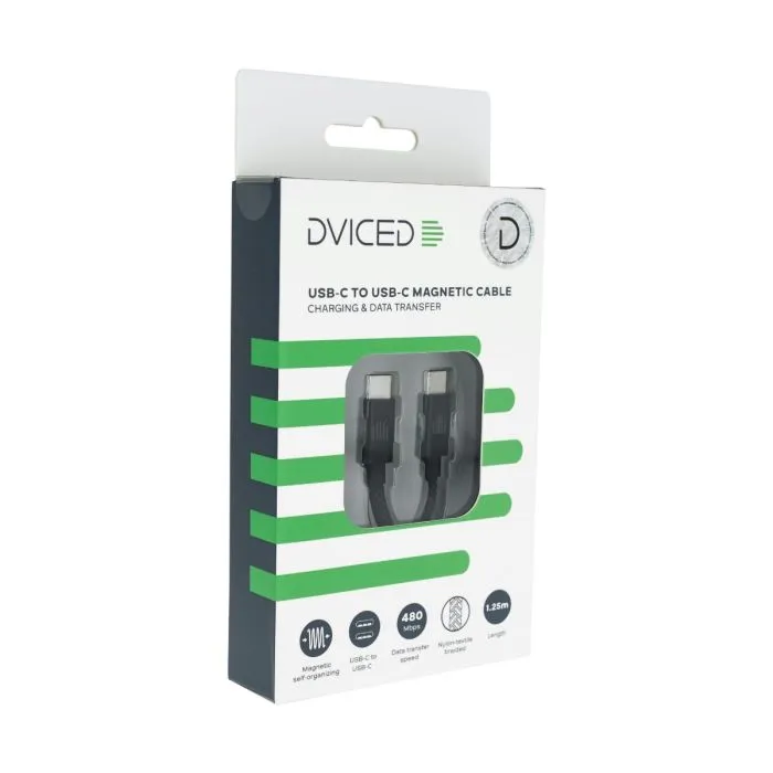 Dviced Magnetic Braided Cable USB-C To USB-C, 1,25m, Dark Grey - 3