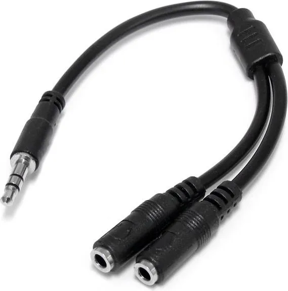 Kabllo StarTech Jack 3.5mm - Jack 3.5mm (MUY1MFFS), 2 kabllo, 0.15m, e zezë - 1