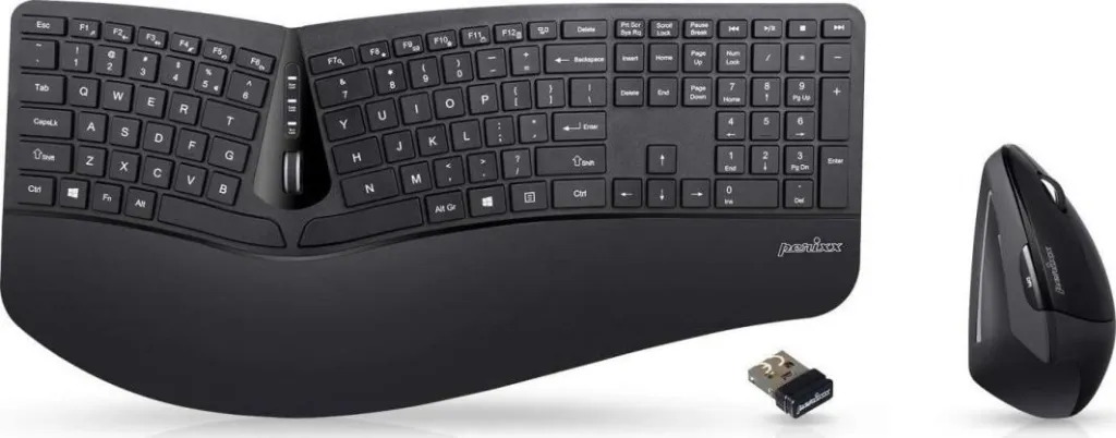 Set tastierë dhe mouse Perixx Periduo-605, wireless, ergonomik, i zi - 1