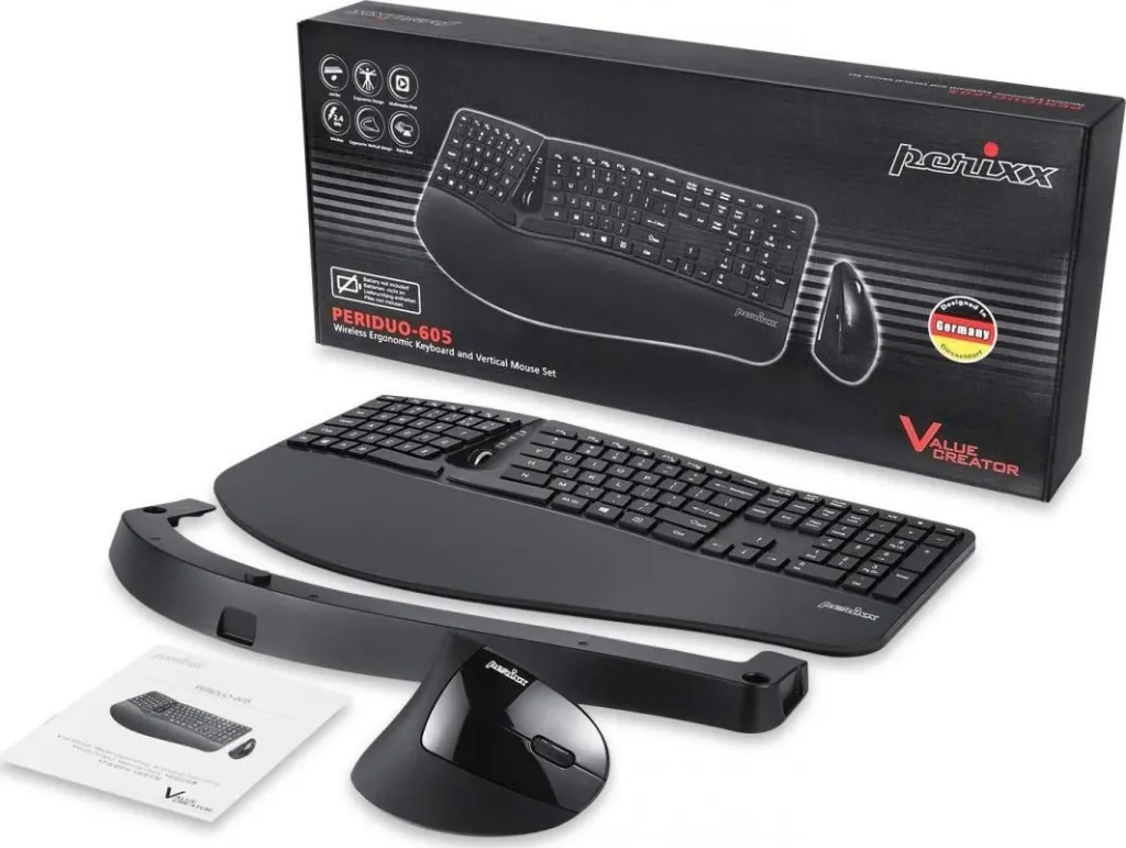 Set tastierë dhe mouse Perixx Periduo-605, wireless, ergonomik, i zi - 2