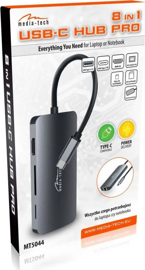 Hub USB-C Media-Tech MT5044 8në1 - 5
