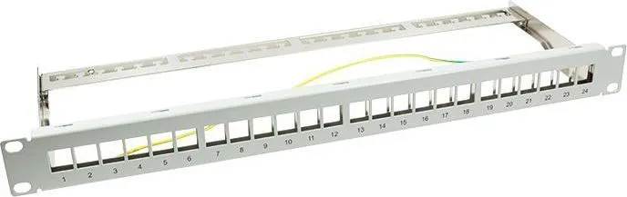 Patch panel LogiLink NK4041, 19" 1U, 24 porta keystone, gri - 1