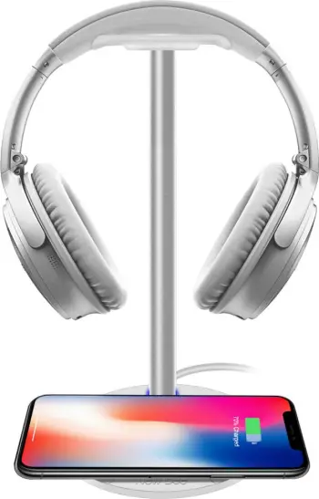 Mbajtëse për kufje dhe karikues wireless Bee Z2, e bardhë