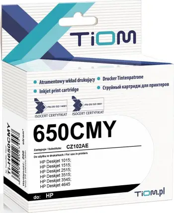 Kartrixh boje Tiom Ink CZ102AE, HP 650, 8ml, ngjyrë