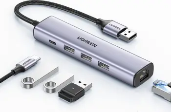 USB Hub Ugreen, RJ45 + USB C + 3 x USB A 3.0, e hirtë