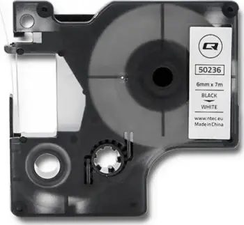 Shirit etiketues Qoltec për DYMO D1 43613, 6mm x 7m, bardhë me printim të zi