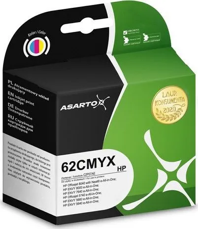 Bojë printeri Asarto për HP 62CMYX C2P07AE, 18ml, color - 1