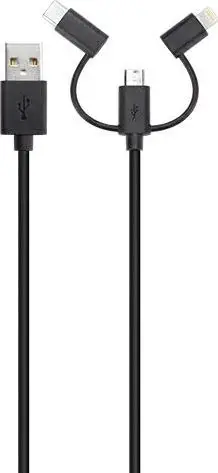 Kabëll USB Xqisit Combo USB A -mikroUSB / USB-C / 29979, e zezë