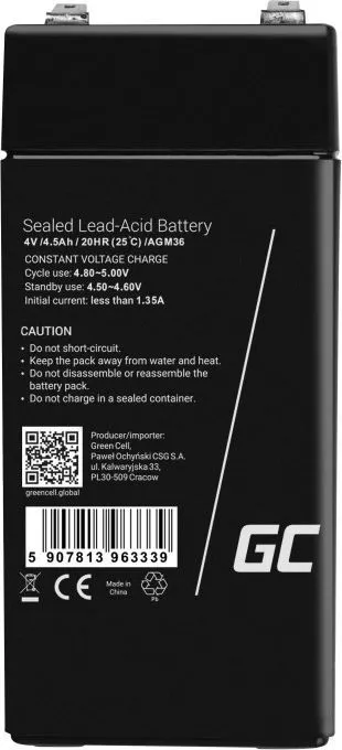 Akumulator Green Cell (AGM36) , 4V, 4.5 Ah - 3