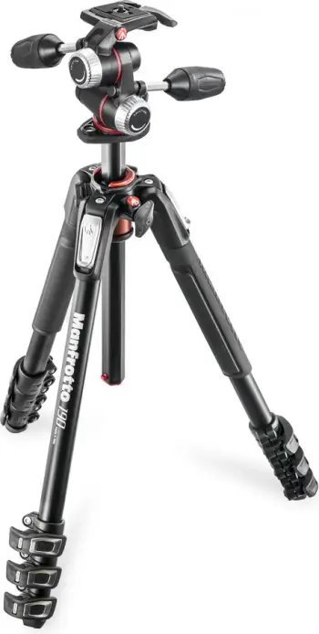 Tripod fotografik Manfrotto 190 MK190XPRO4 3W, aliazh alumini, me kokë 3 drejtimesh, i zi
