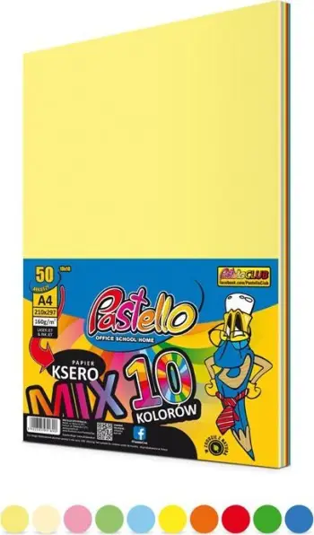Letër kopjimi Pastello A4, set 50 fletë, shumëngjyrëshe