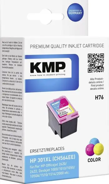 Kartushë boje KMP H76 për HP 301XL CH564EE, trefish ngjyrë, kompatibile