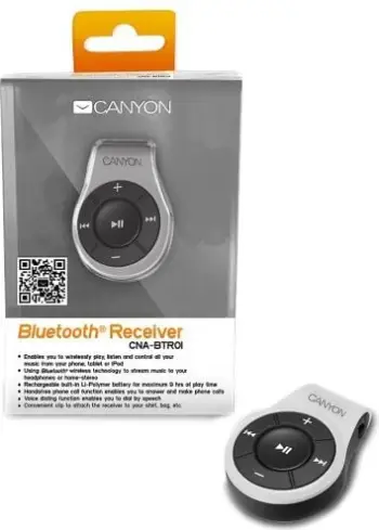 Adapter Bluetooth multimedia Canyon Pilot, për makinë dhe shtëpi, i bardhë e zi
