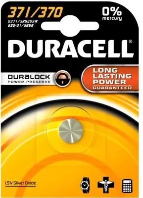 Bateri për orë Duracell 371/370 SR69, 1,55 V, 40 mAh, ø 9,5 × 2,1 mm