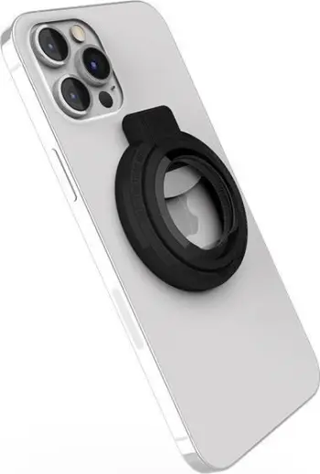 Unazë magnetike MagSafe për telefon, mbajtëse horizontale dhe vertikale, dizajn i hollë, e zezë