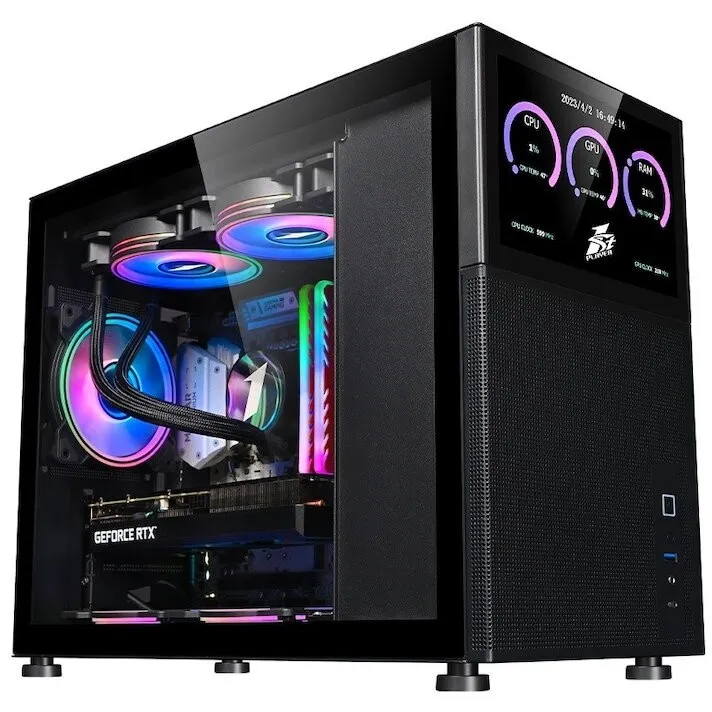 Kasa gaming 1stPLAYER Mi6 EV Emotion View, Mid Tower, ARGB, e zezë - 1