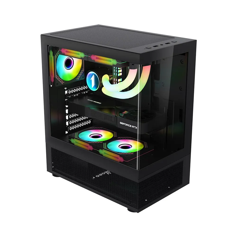 Kuti kompjuteri 1STPLAYER Gaming MI7-a, ATX Mid Tower, xham i temperuar, e zezë - 2