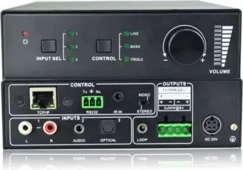 Përforcues audio Vivolink VL120005, 2x50W, 3 hyrje, i zi