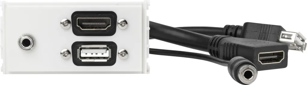 Prizë muri Vivolink WI221281, HDMI USB A 3.5mm audio, e bardhë - 1