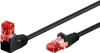 Kabllo rrjeti CAT6 RJ45, 0.25m, kënd 90°, e zezë