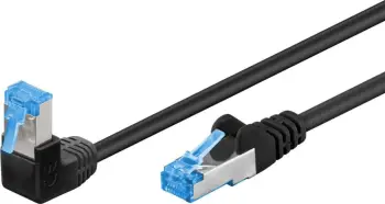 Kabllo rrjeti Goobay Patchcord S/FTP Cat 6A, 0.5m, kënd 90°, i zi