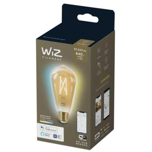Llambë inteligjente WiZ ST64 Edison, 7W, E27, 2000–5000K, xham qelibar - 2