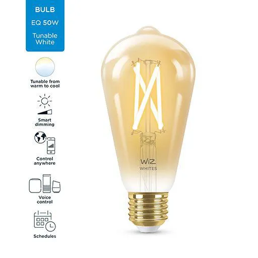 Llambë inteligjente WiZ ST64 Edison, 7W, E27, 2000–5000K, xham qelibar - 4