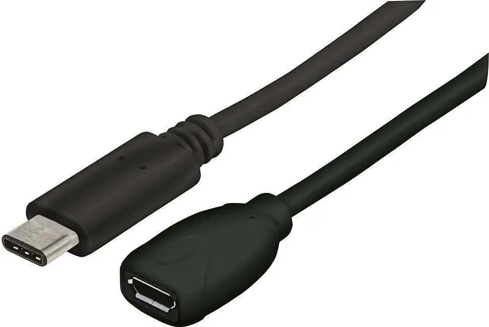 Adapter USB Manhattan 353335, USB C në microUSB, 15cm, i zi - 1