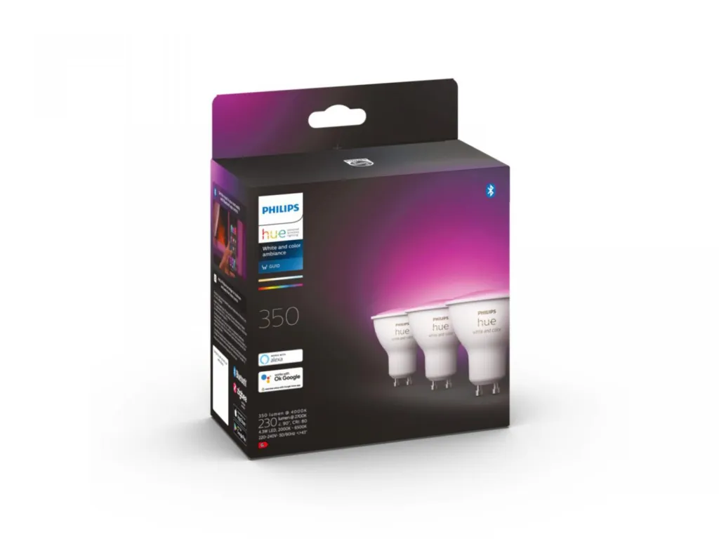 Spot dritë Philips Hue White and Colour Ambience GU10, LED, set 3 copë, e bardhë - 2