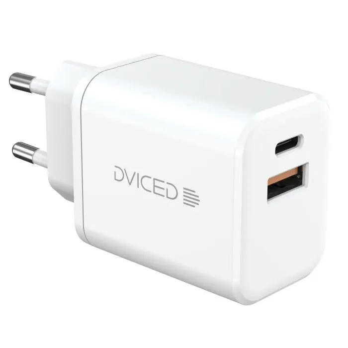 Dviced Wall Charger 35W GaN 1 USB-A, 1 USB-C EU W Cable, White - 1