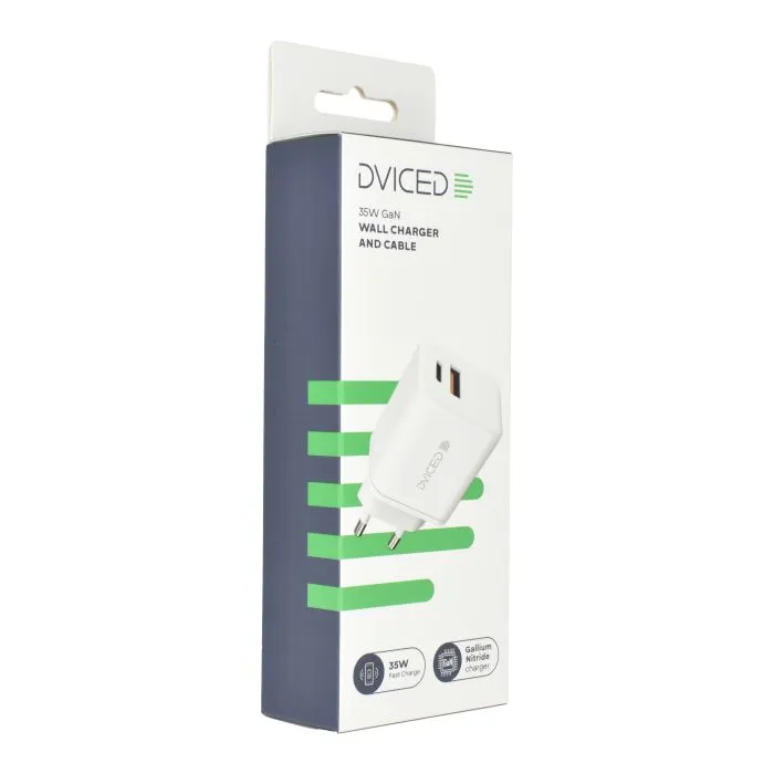 Dviced Wall Charger 35W GaN 1 USB-A, 1 USB-C EU W Cable, White - 3