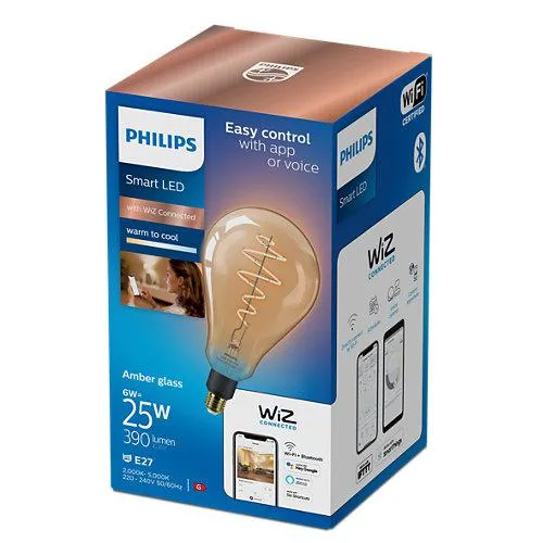 Llambë smart Philips Wiz E27, 25W LED, dritë e bardhë e ftohtë dhe e ngrohtë, transparente - 2