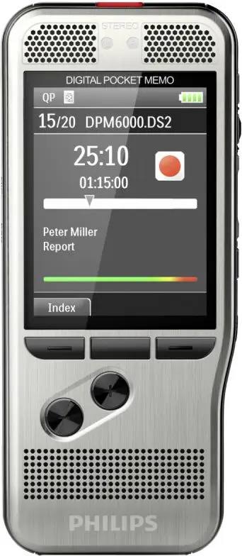 Regjistrues digjital zëri Philips Pocket Memo DPM6000, LCD, trup çeliku inox, gri argjendtë