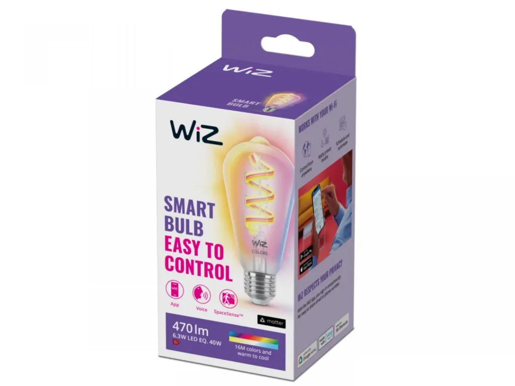 Llambë smart WiZ Filament Bulb Clear ST64, 40W, E27, transparente - 1
